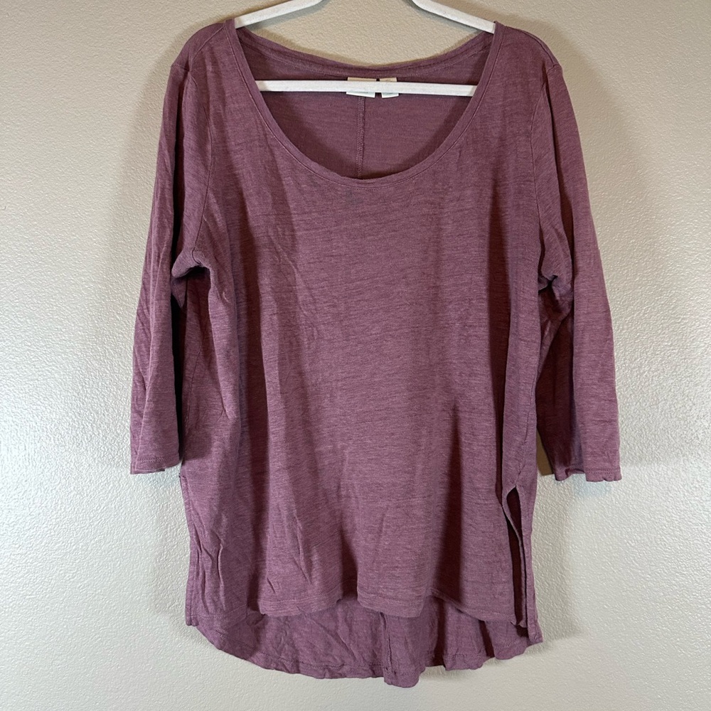 St. Tropez 💯 Linen Mauve 3/4 Length Sleeve Top